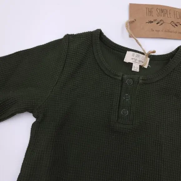 The Simple Folk The Waffle Top in Olive Size 18/24 Months - Picture 4 of 8
